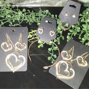 Gold Heart Jewelry Set